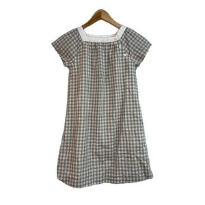 Olive Juice Girls 10 Dress Gray Gingham Cotton‎ Lined Short Sleeve Casual Summer